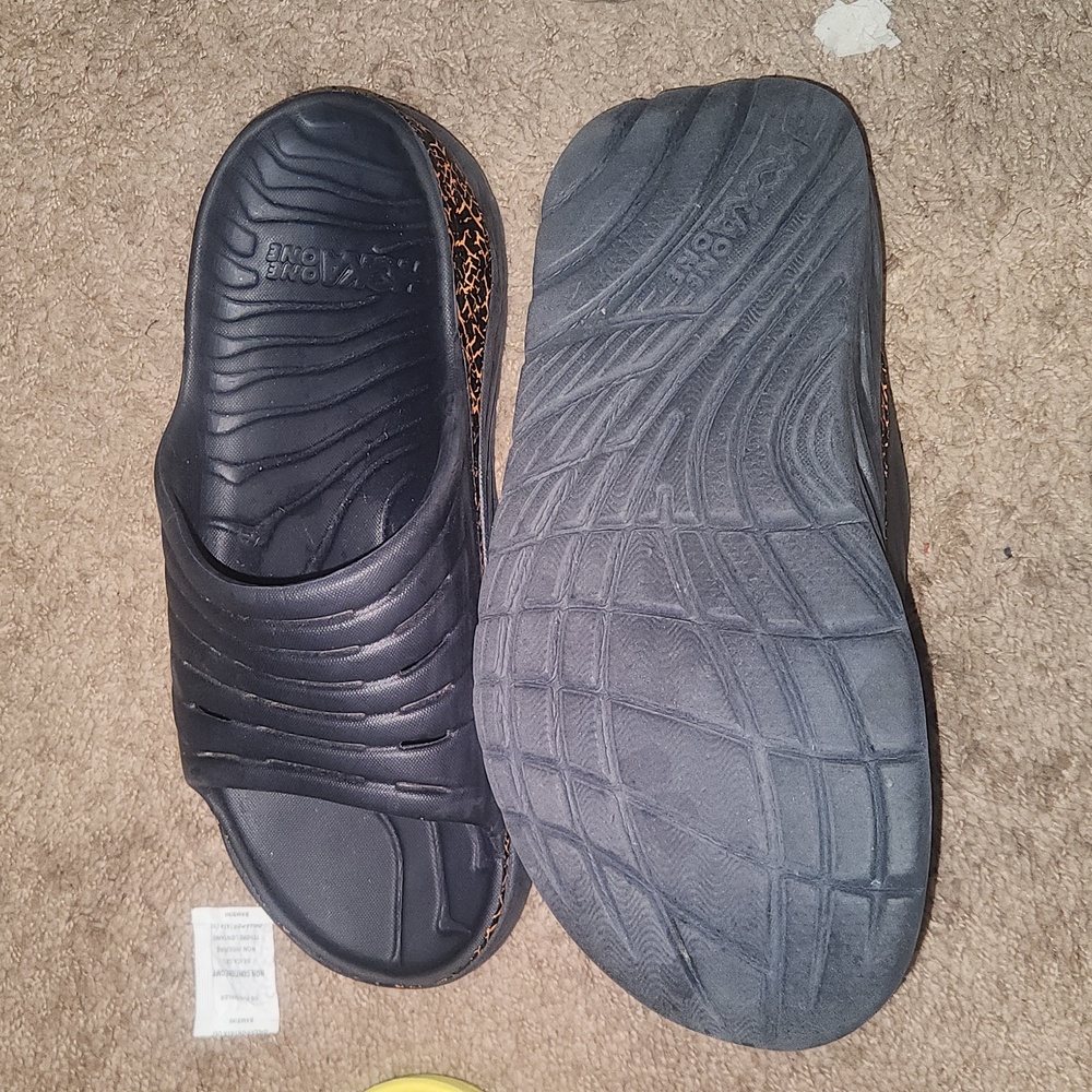 Hoka One Black Slide Sandals with Orange Accents - Picture 2 of 2